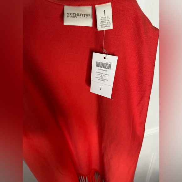 CHICOS ZENERGY NWT 1 Annato Orange Natasha Fringe Vest - Picture 6 of 7